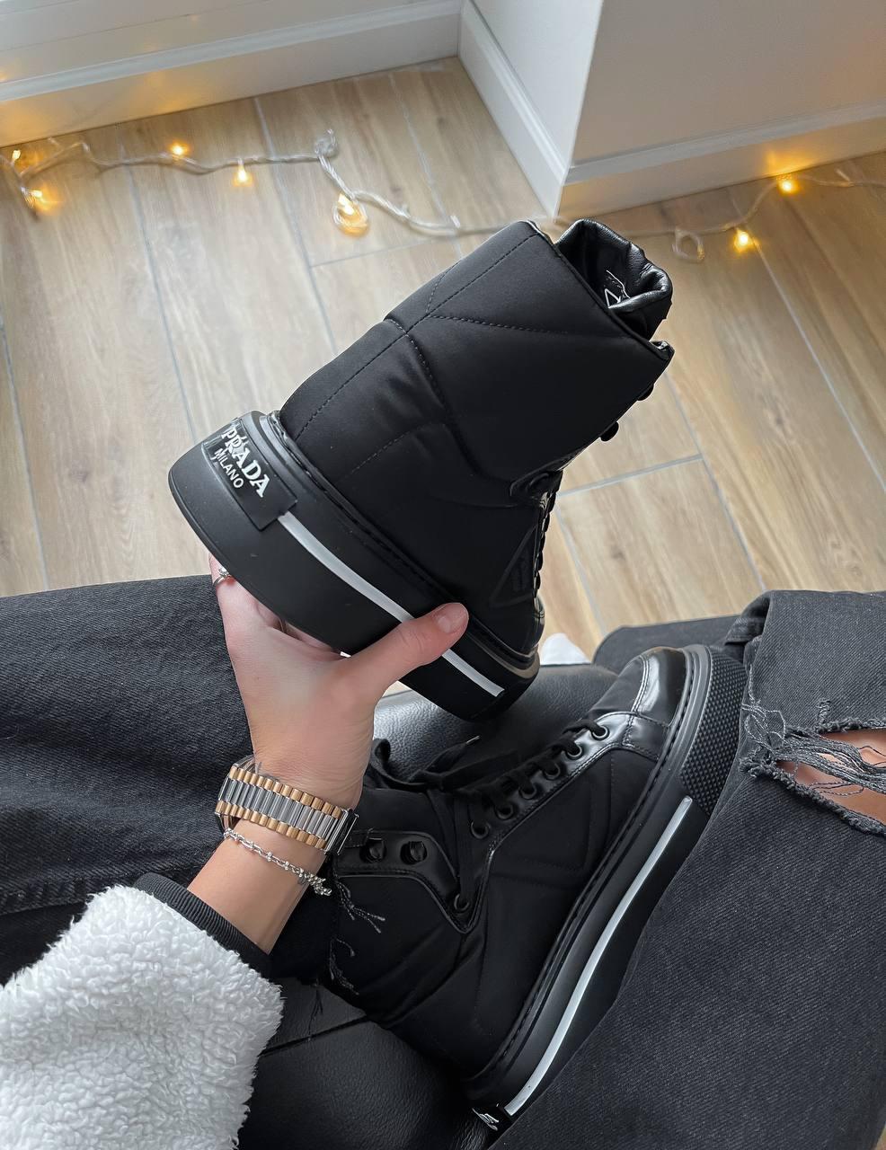 Prada Marco Re-Nylon and Brushed Leather High-Top