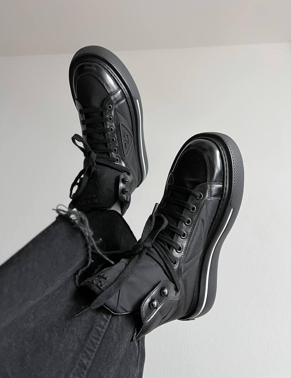 Prada Marco Re-Nylon and Brushed Leather High-Top