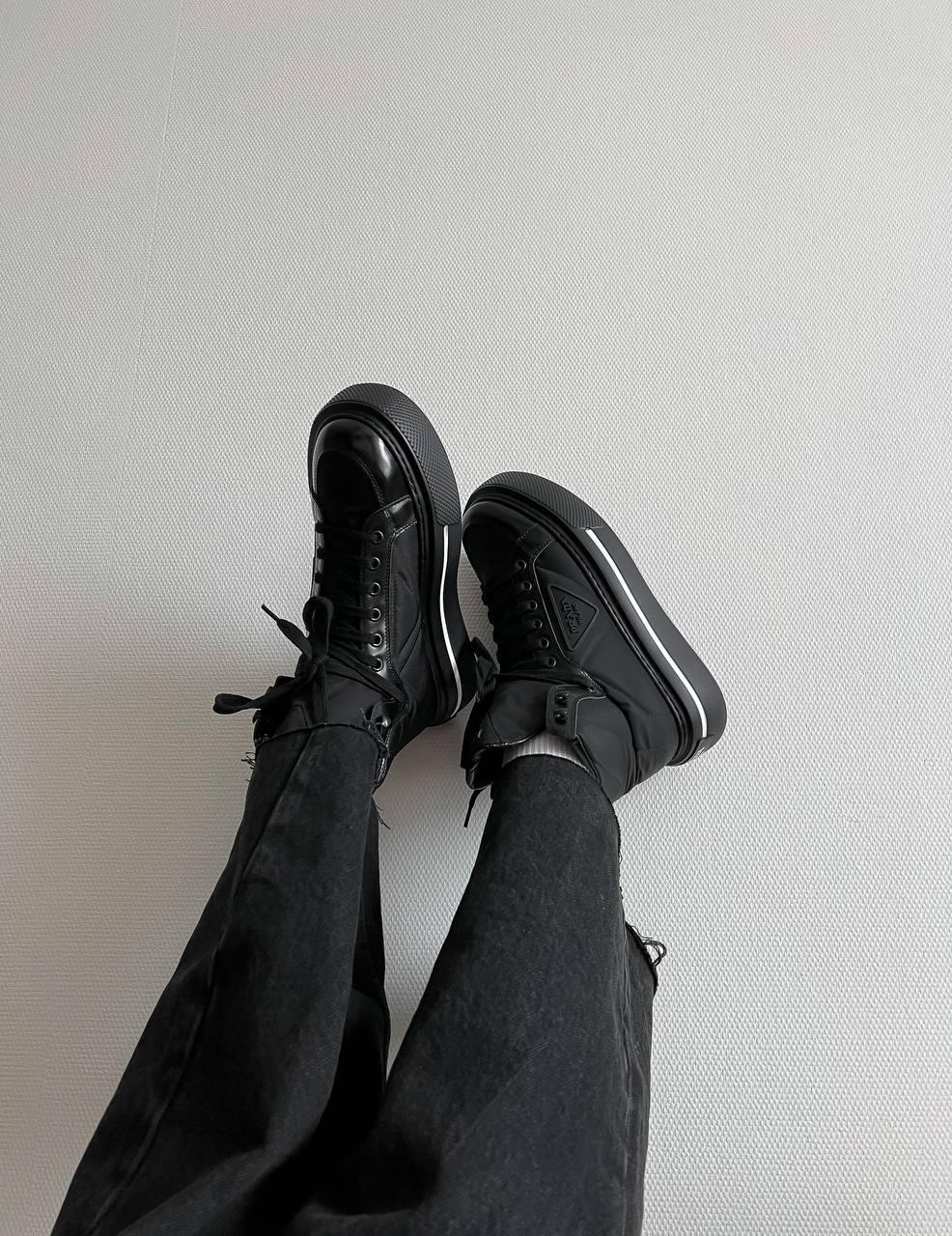 Prada Marco Re-Nylon and Brushed Leather High-Top