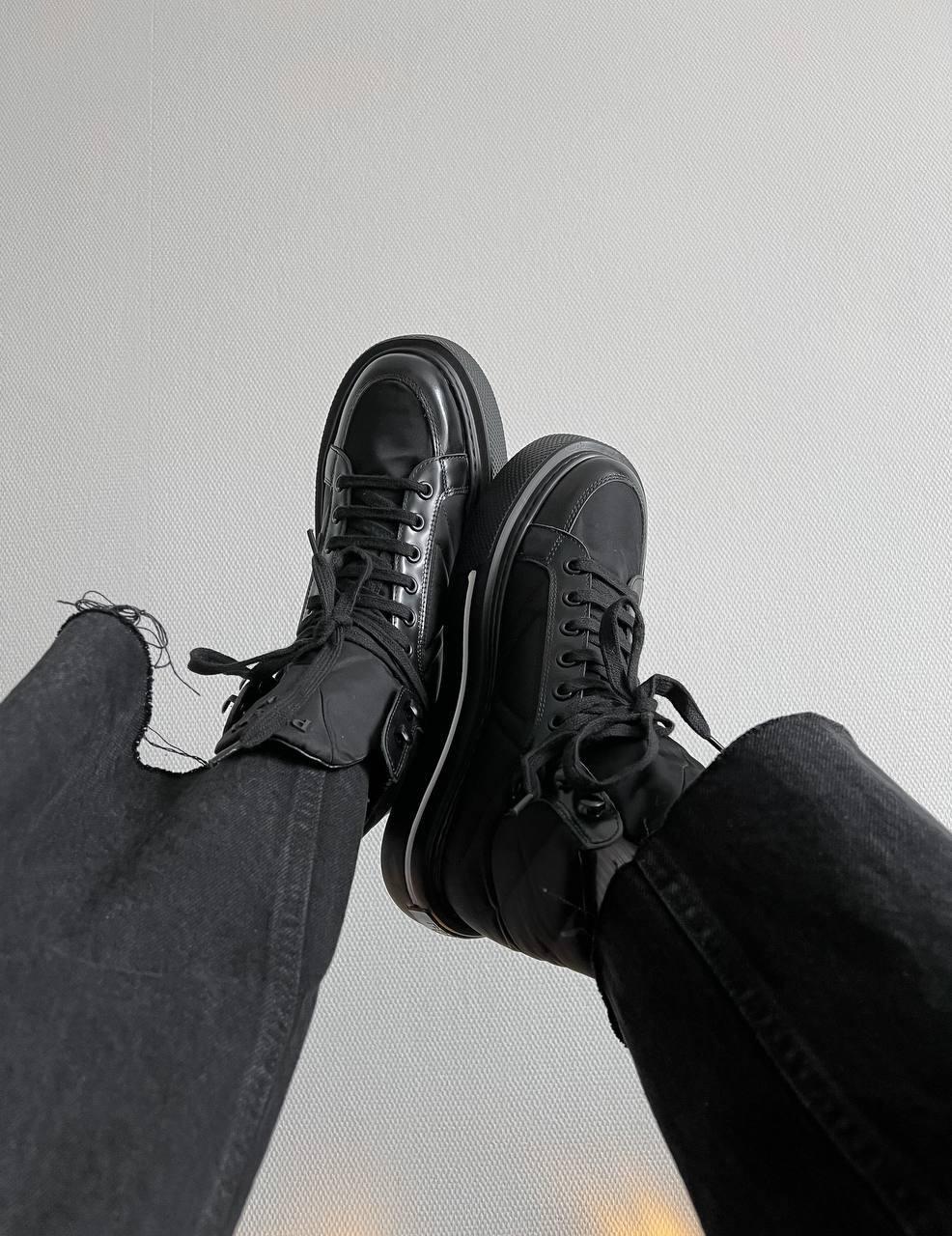 Prada Marco Re-Nylon and Brushed Leather High-Top