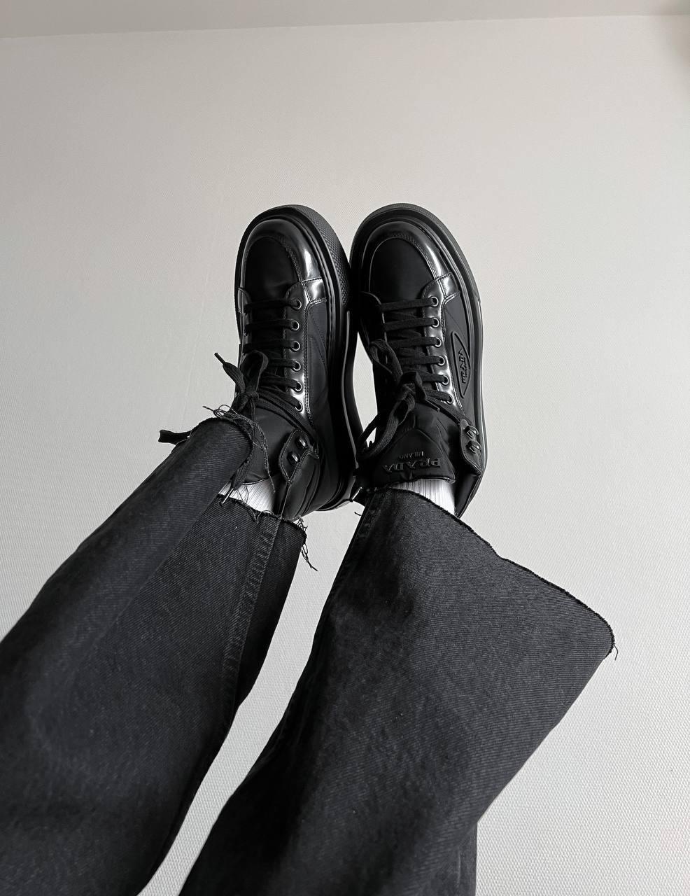 Prada Marco Re-Nylon and Brushed Leather High-Top