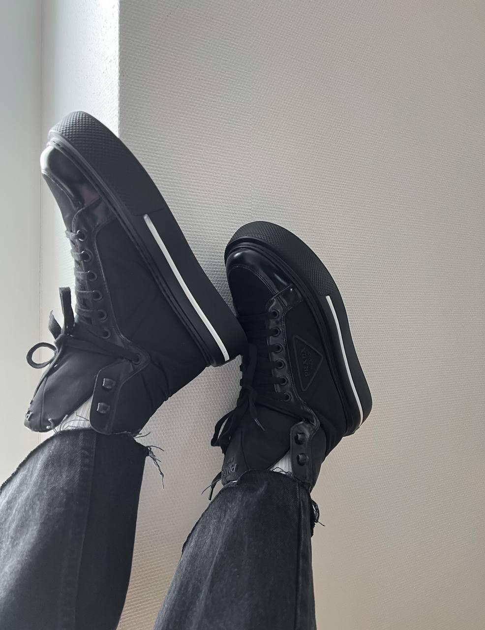 Prada Marco Re-Nylon and Brushed Leather High-Top