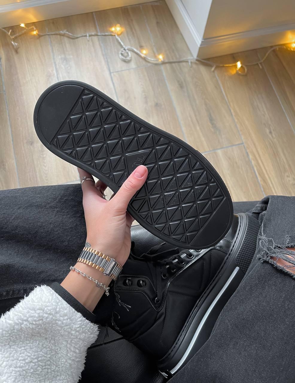 Prada Marco Re-Nylon and Brushed Leather High-Top