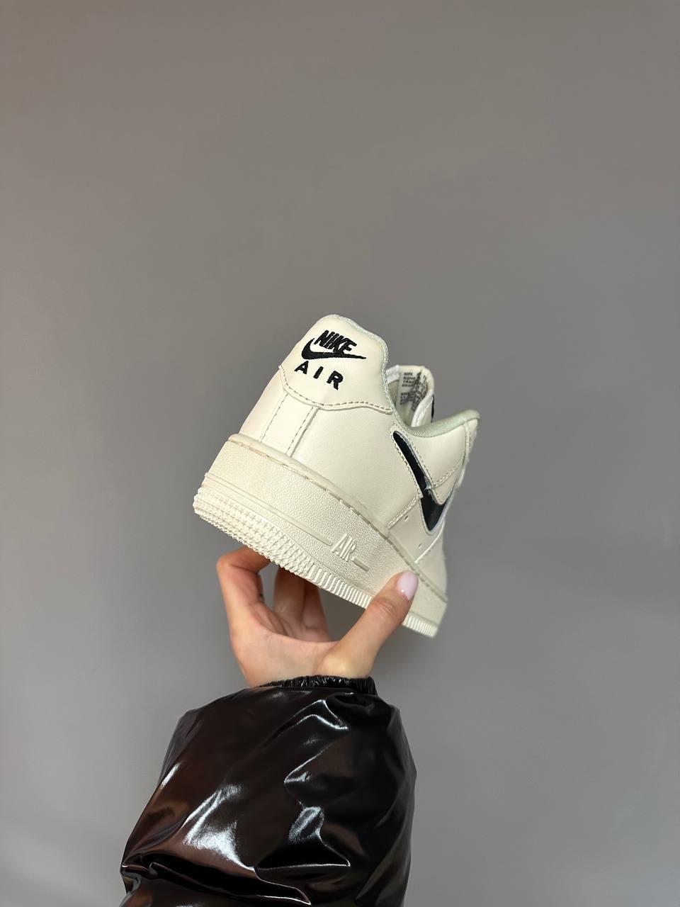 Nike Air Force 1 Cream Black Swoosh