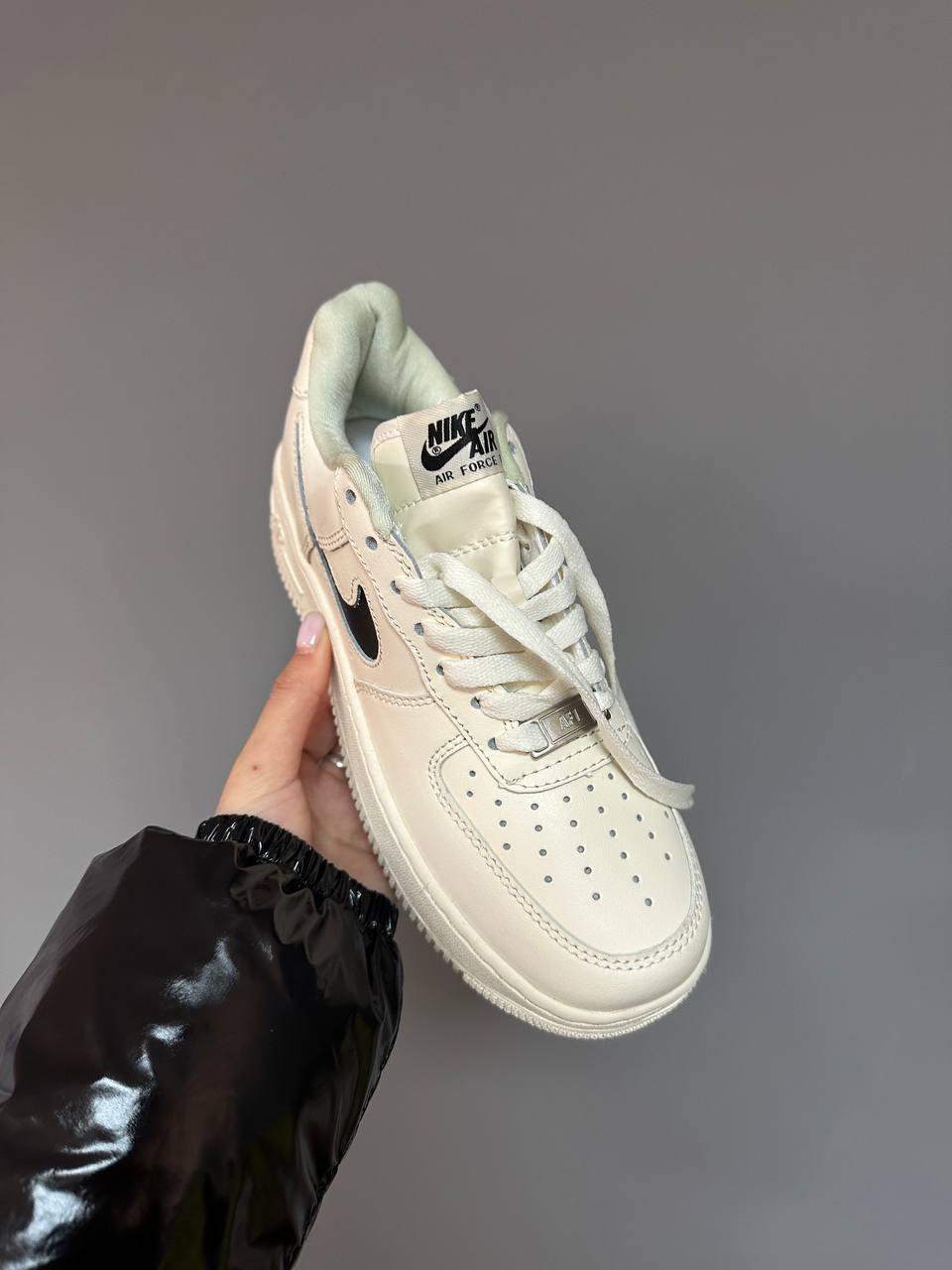 Nike Air Force 1 Cream Black Swoosh