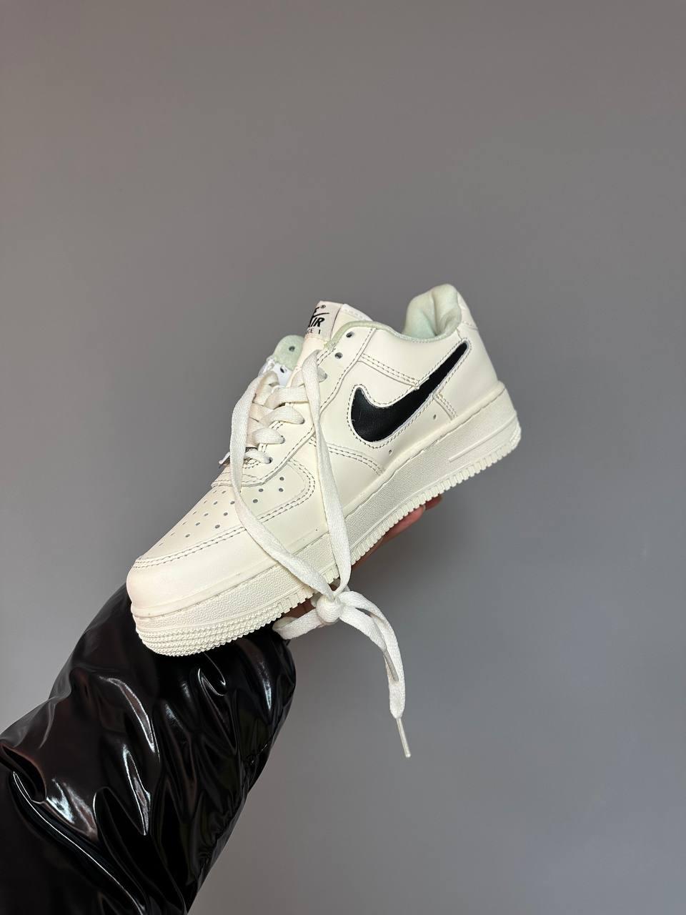 Nike Air Force 1 Cream Black Swoosh
