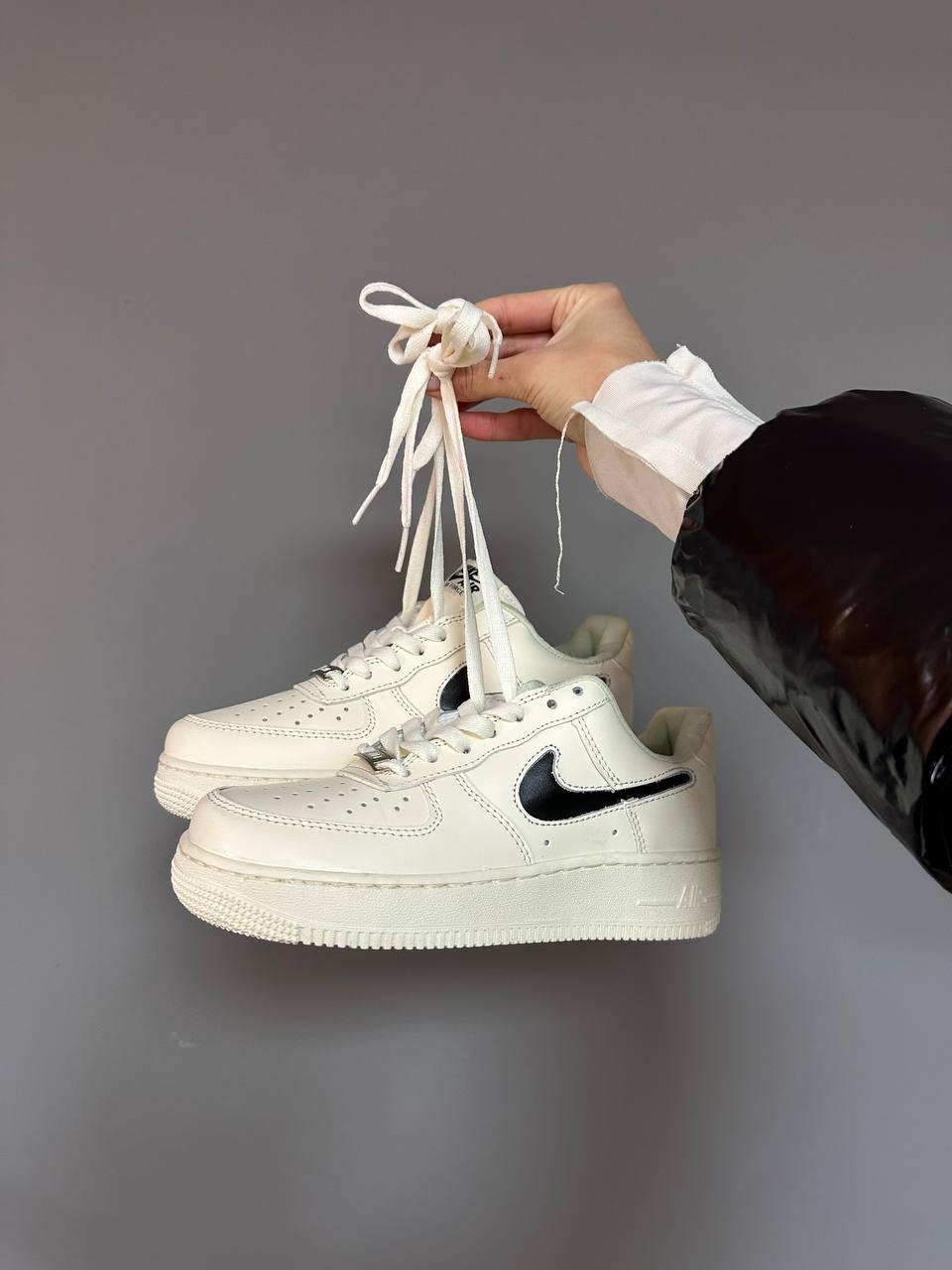 Nike Air Force 1 Cream Black Swoosh