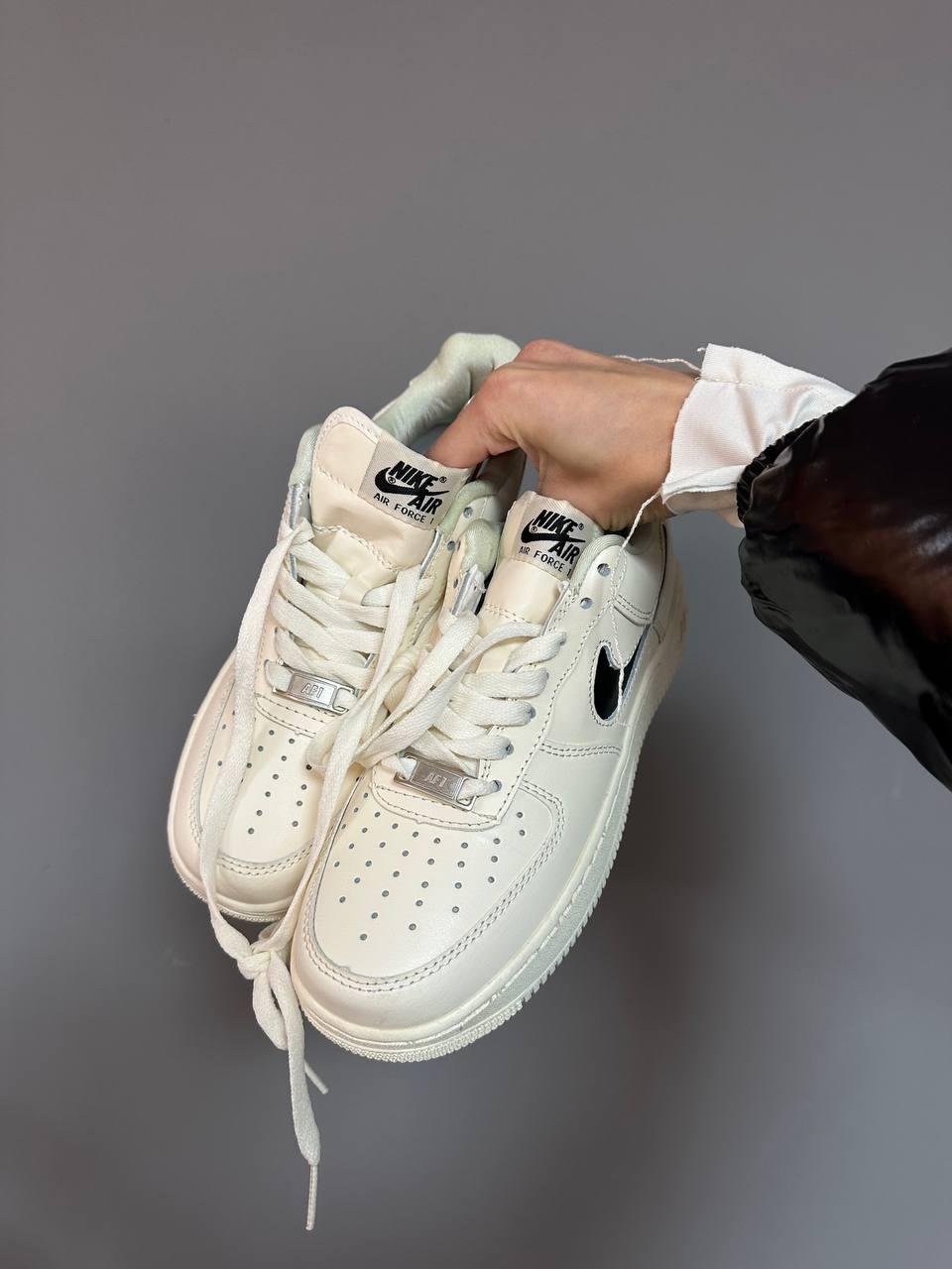 Nike Air Force 1 Cream Black Swoosh