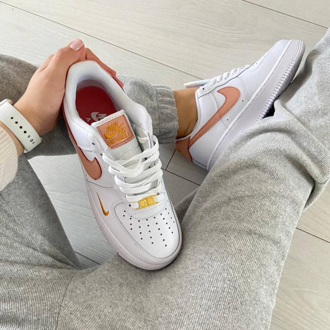 Nike Air Force 1 White Orange Gold