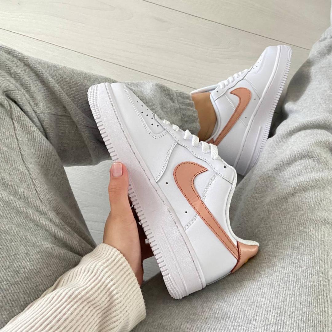 Nike Air Force 1 White Orange Gold