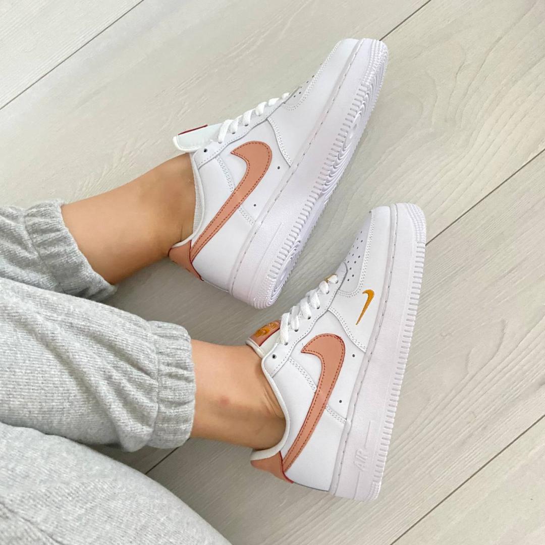 Nike Air Force 1 White Orange Gold