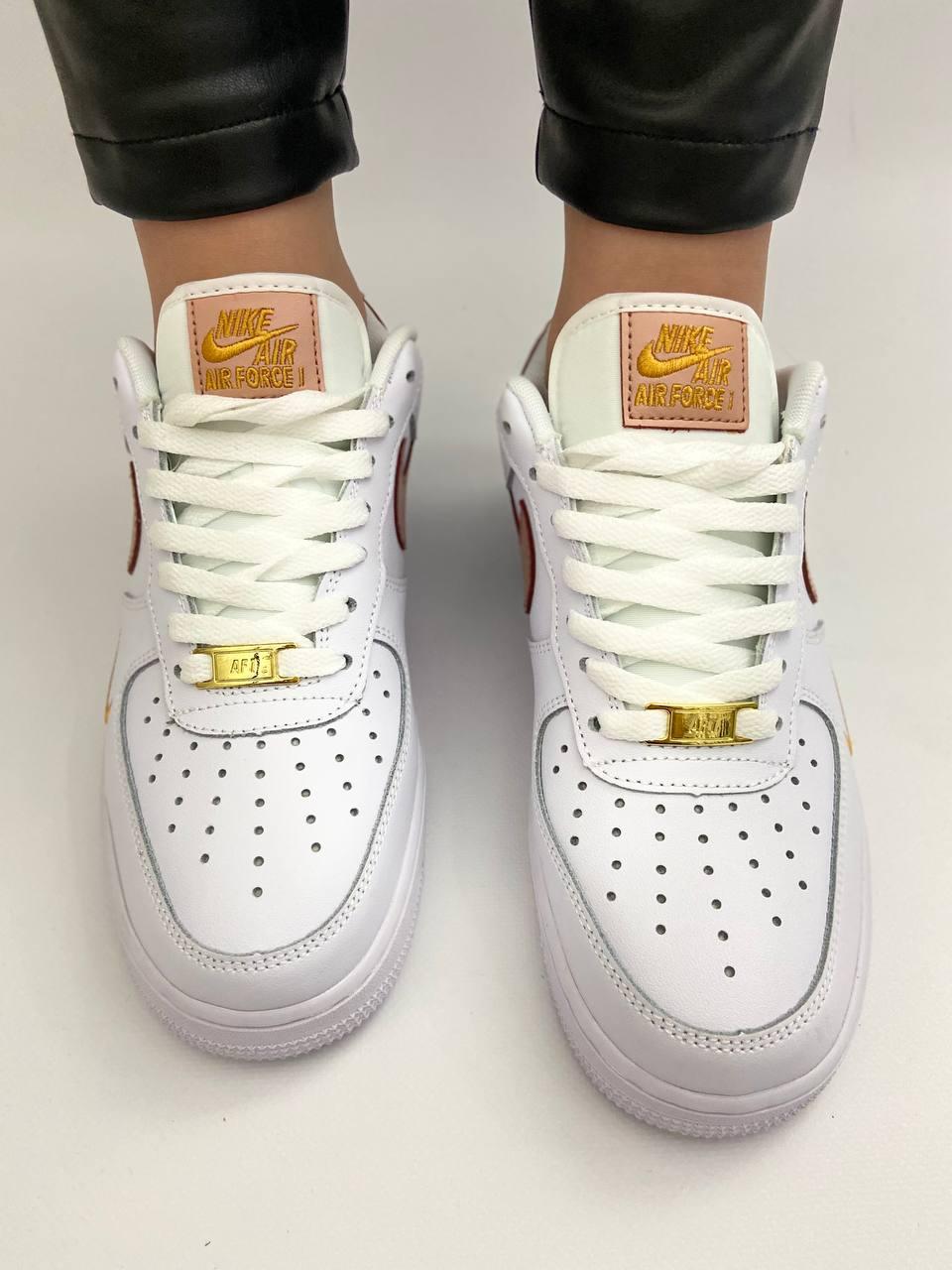 Nike Air Force 1 White Orange Gold