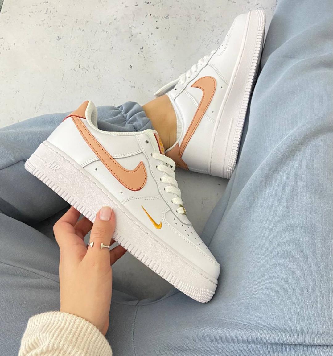 Nike Air Force 1 White Orange Gold