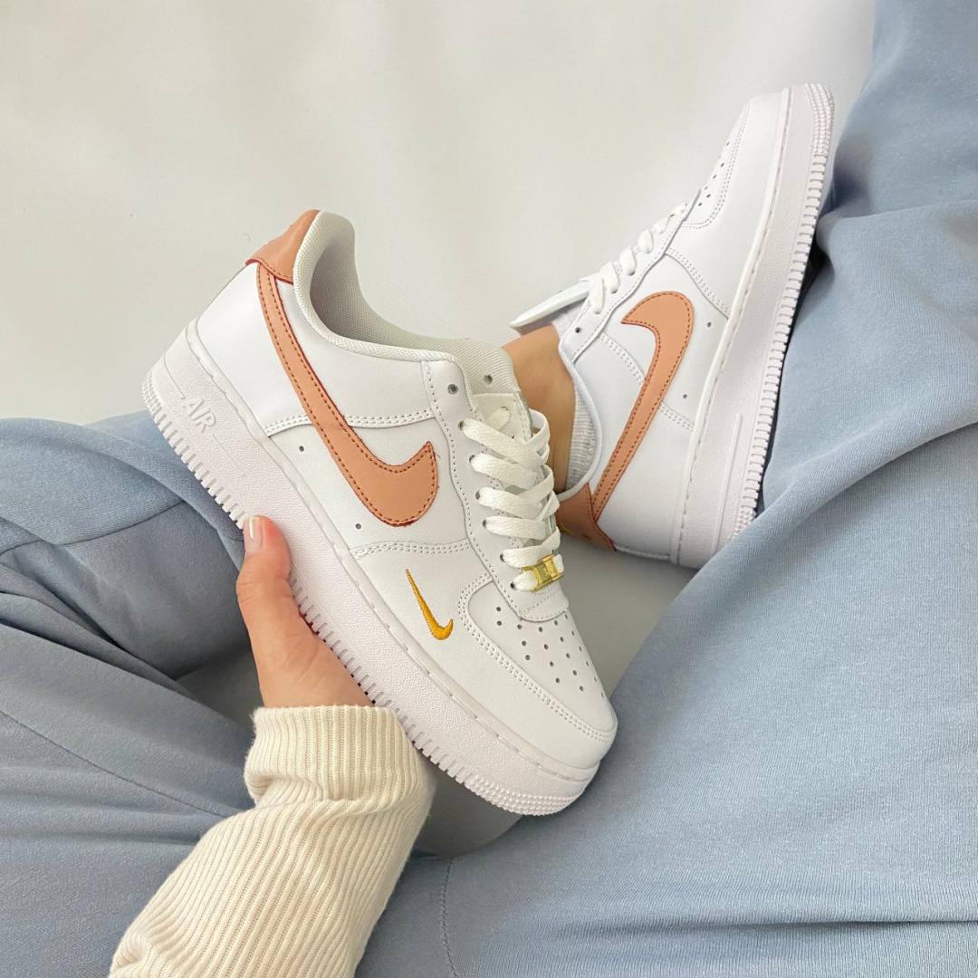 Nike Air Force 1 White Orange Gold