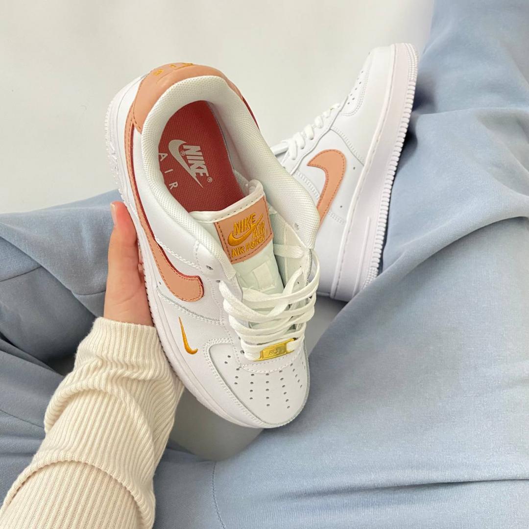 Nike Air Force 1 White Orange Gold