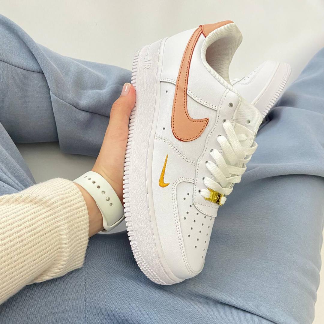 Nike Air Force 1 White Orange Gold