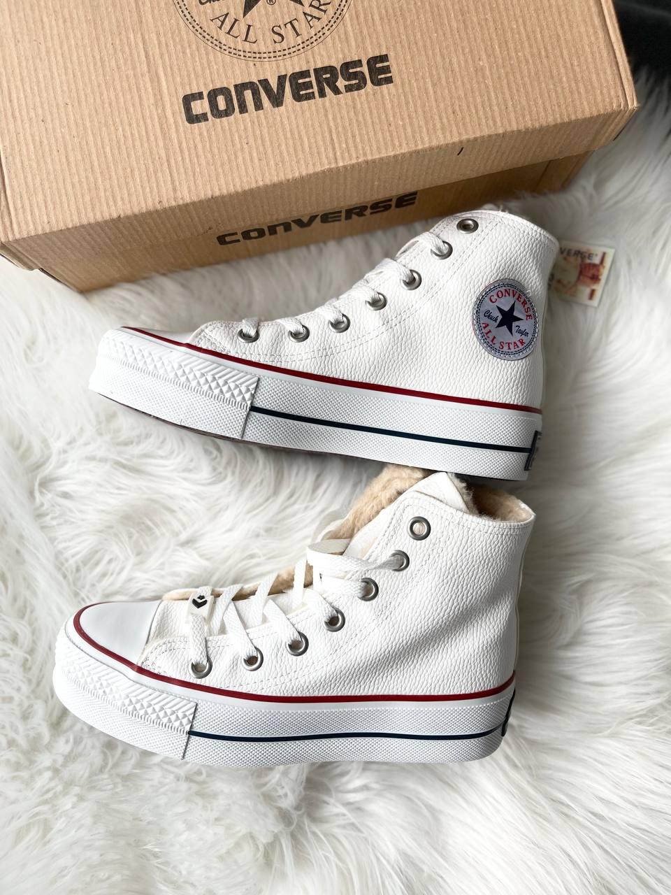 Converse All Star High White Fur