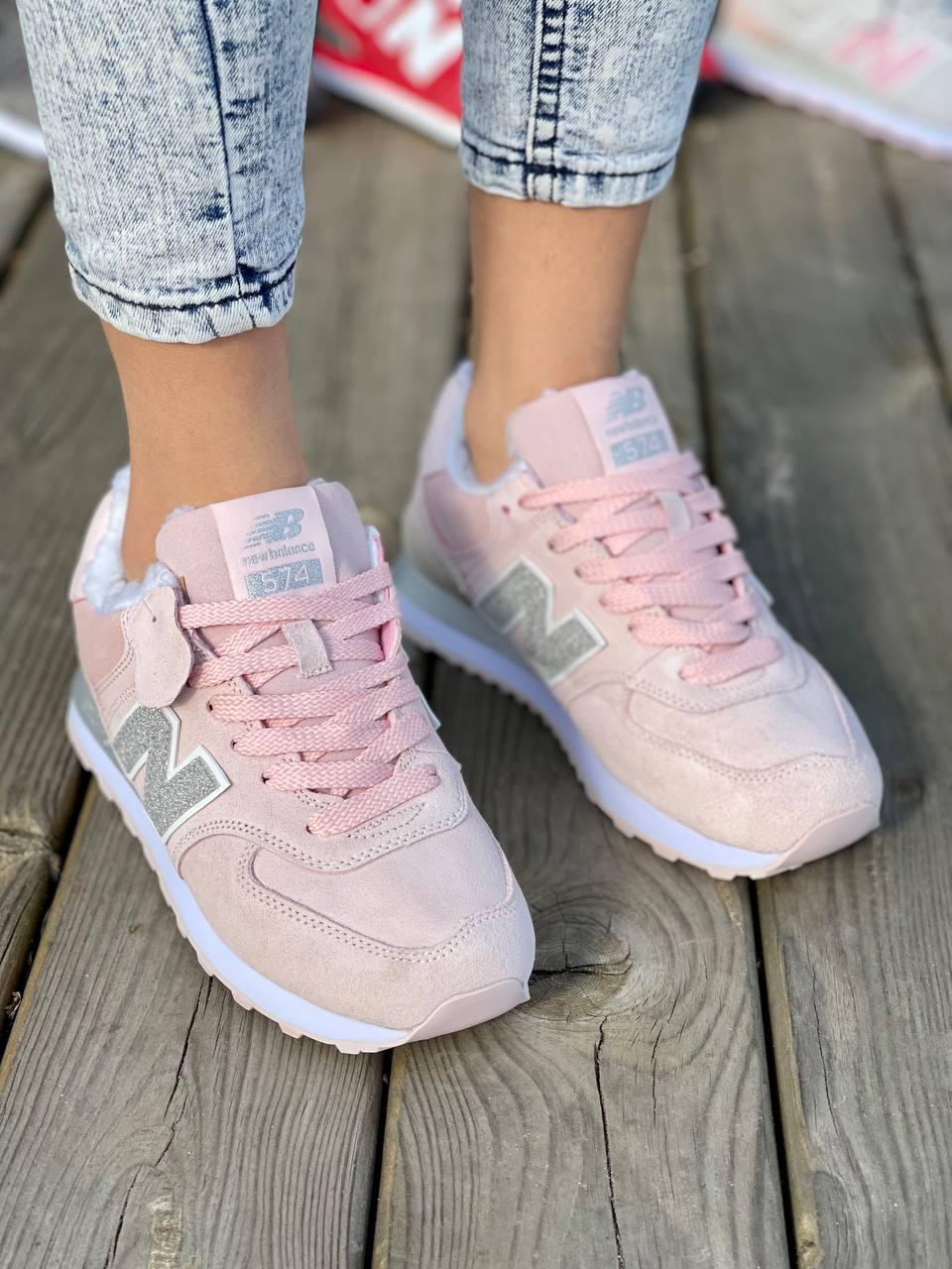 New Balance 574 Pink Silver Fur