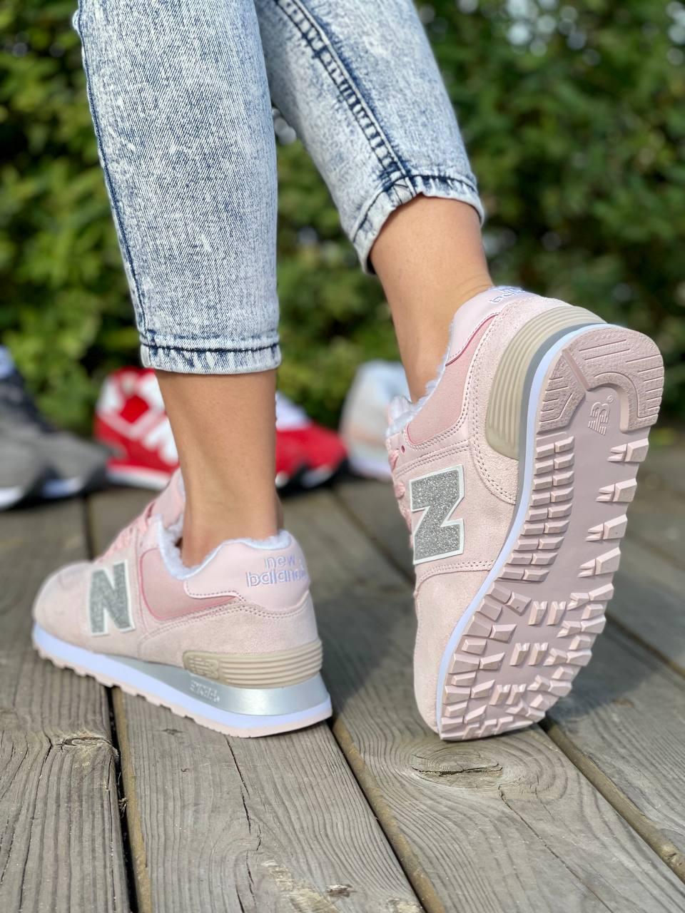 New Balance 574 Pink Silver Fur