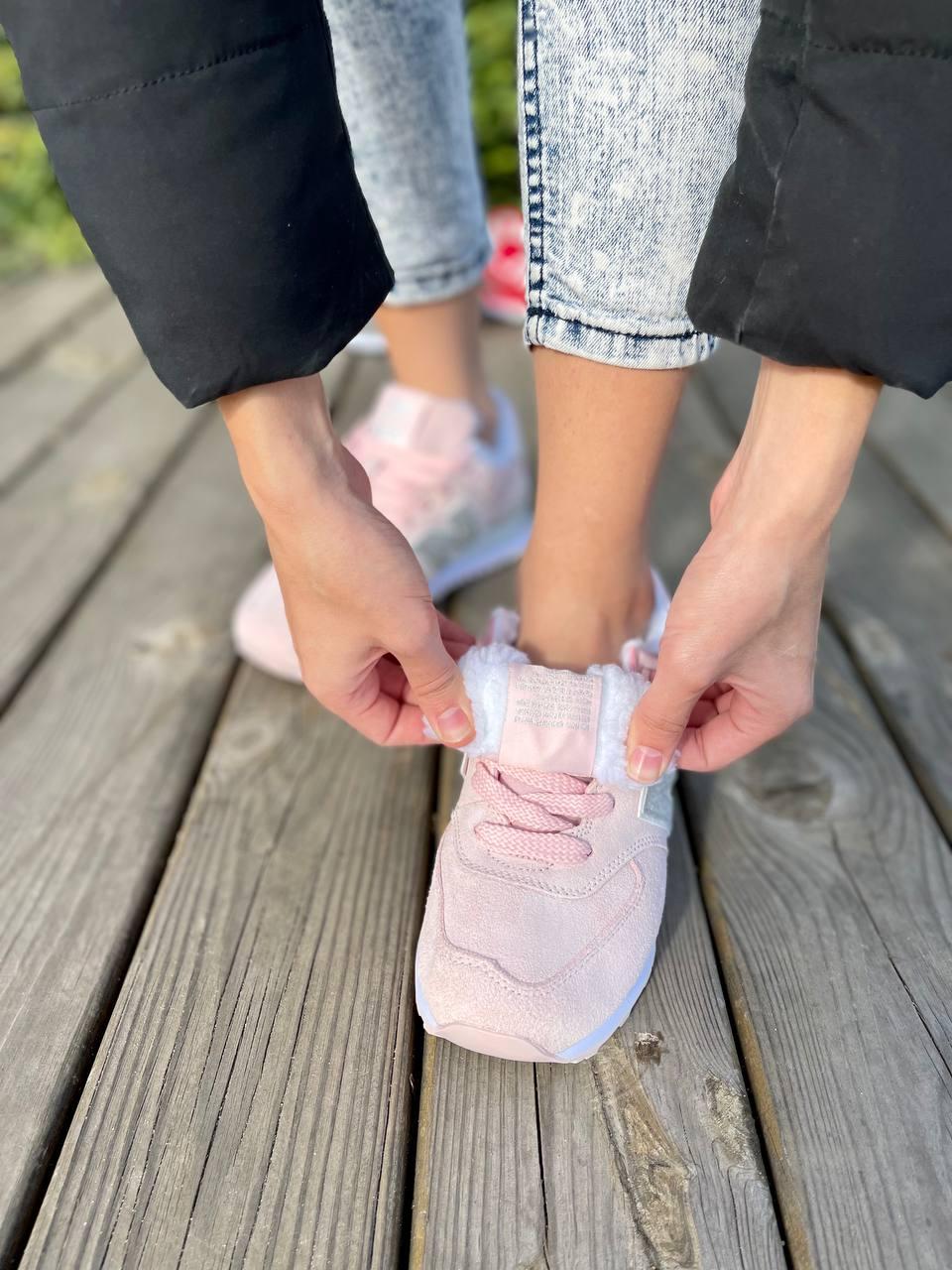 New Balance 574 Pink Silver Fur