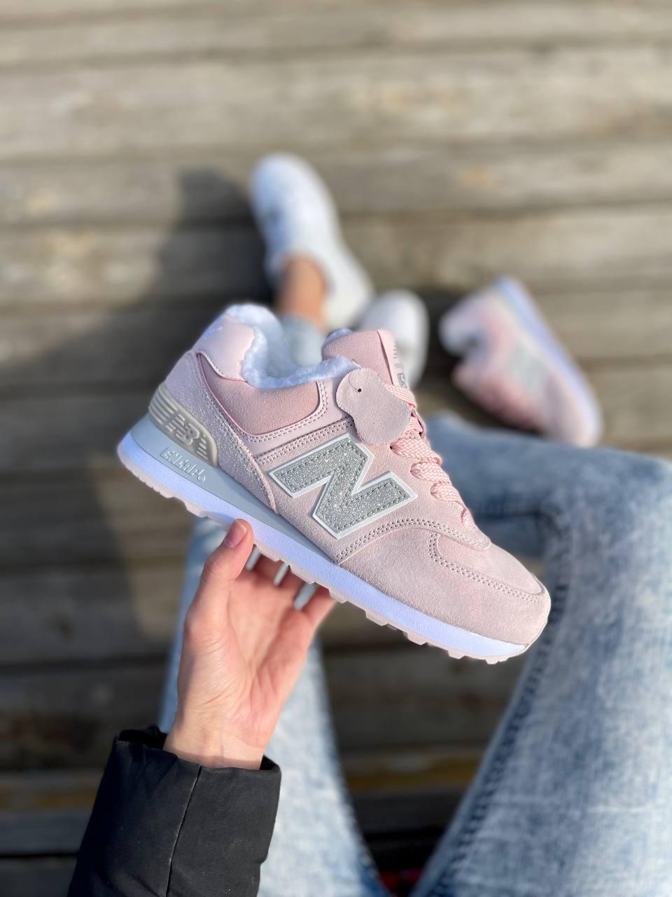 New Balance 574 Pink Silver Fur