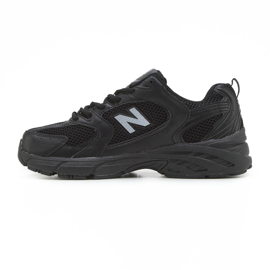 New Balance 530 Black Grey Logo