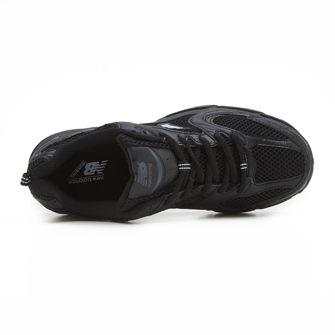 New Balance 530 Black Grey Logo