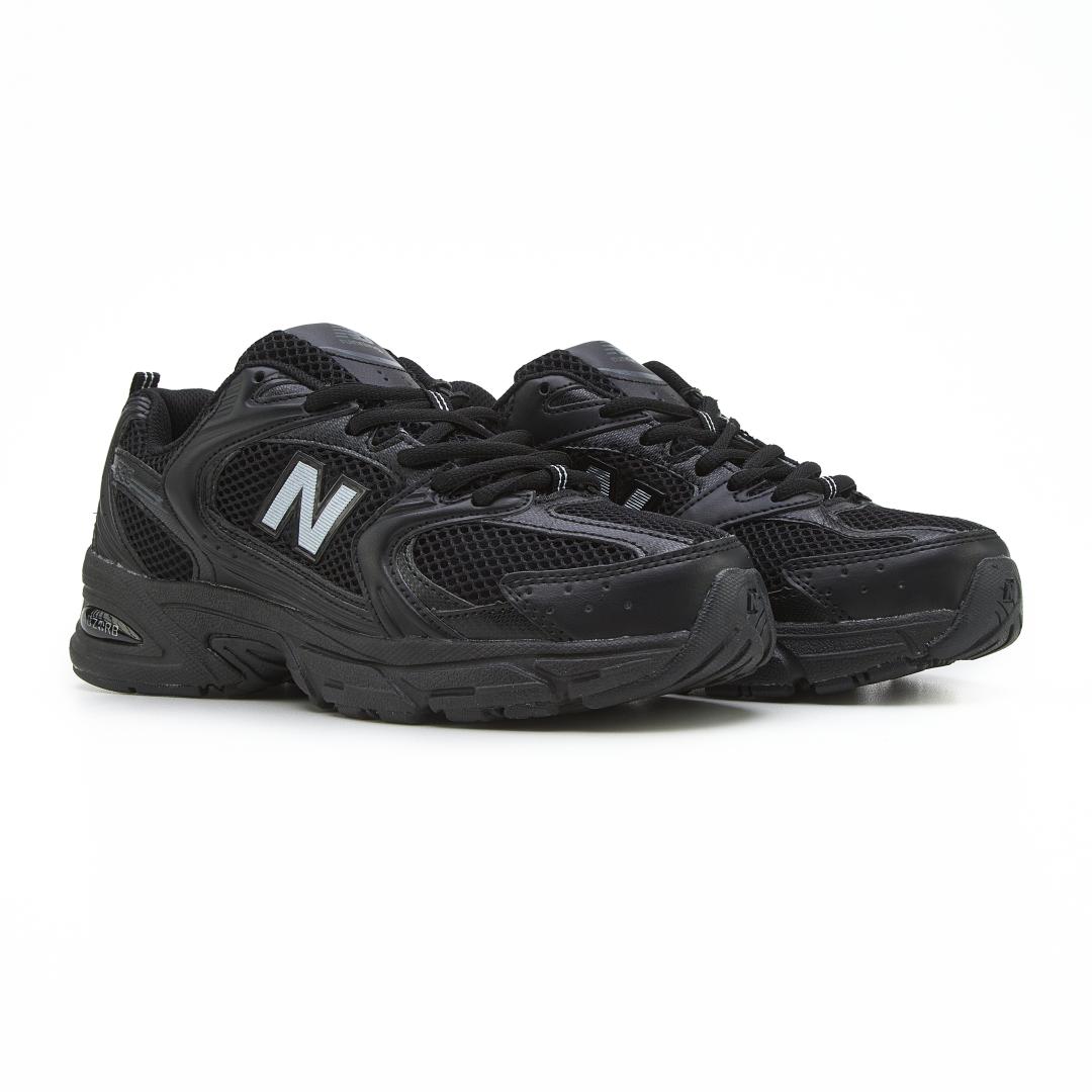 New Balance 530 Black Grey Logo