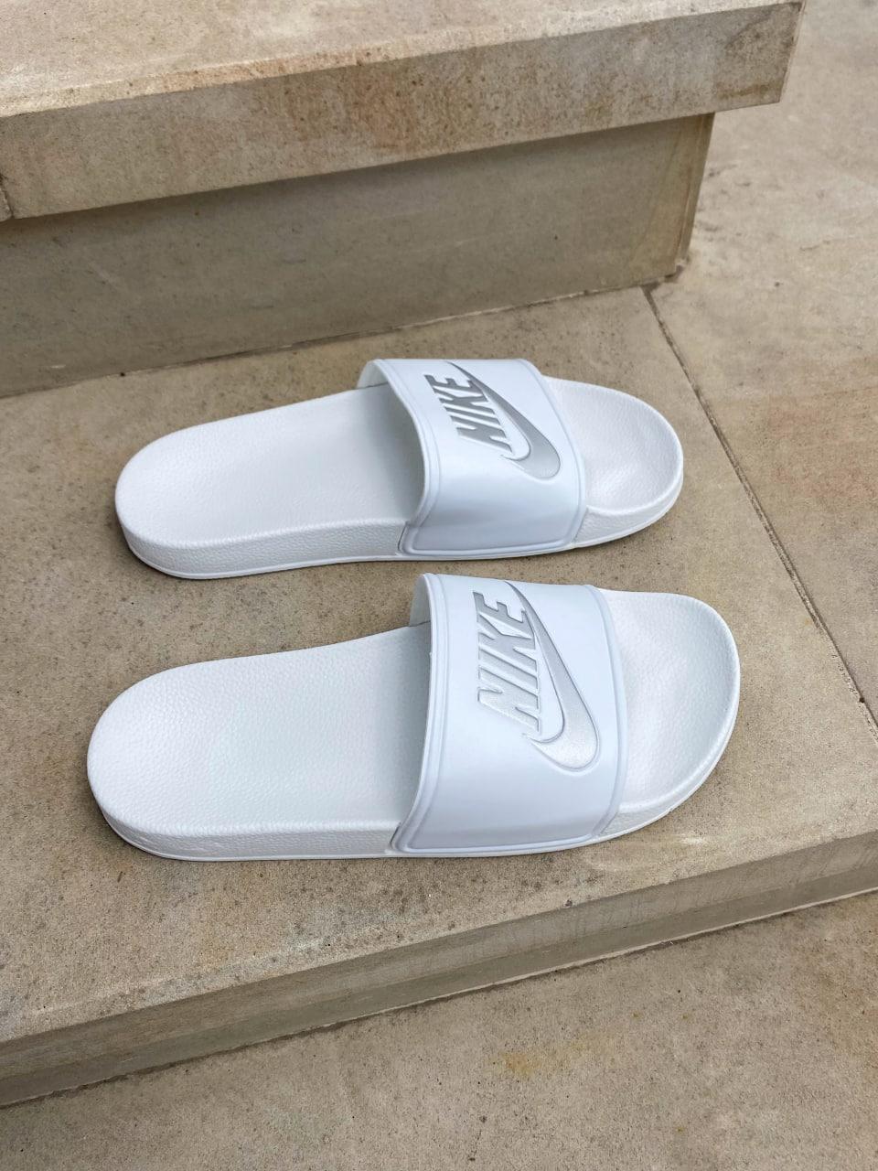 Nike Slides White Silver