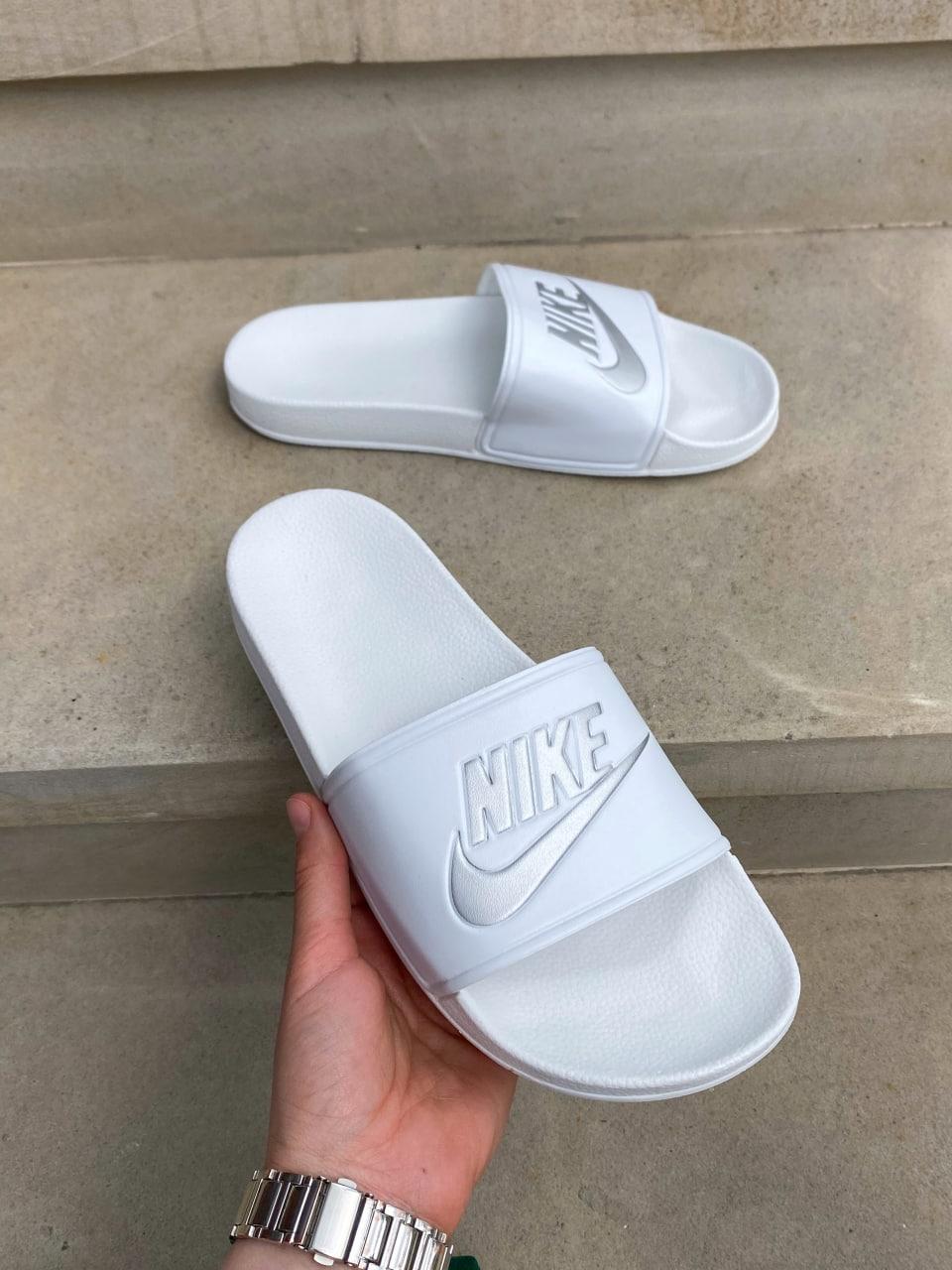 Nike Slides White Silver