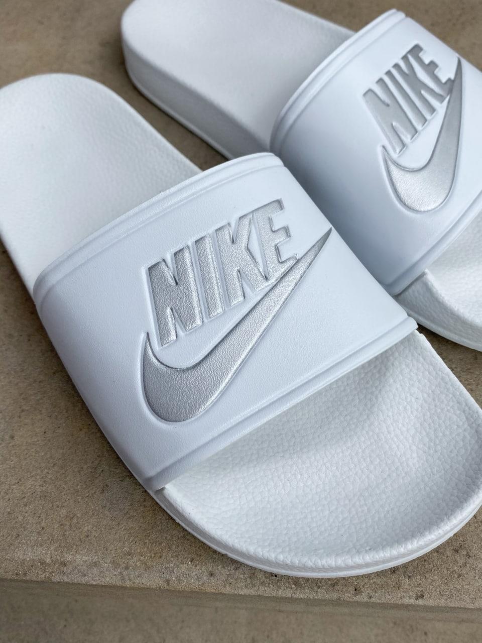 Nike Slides White Silver