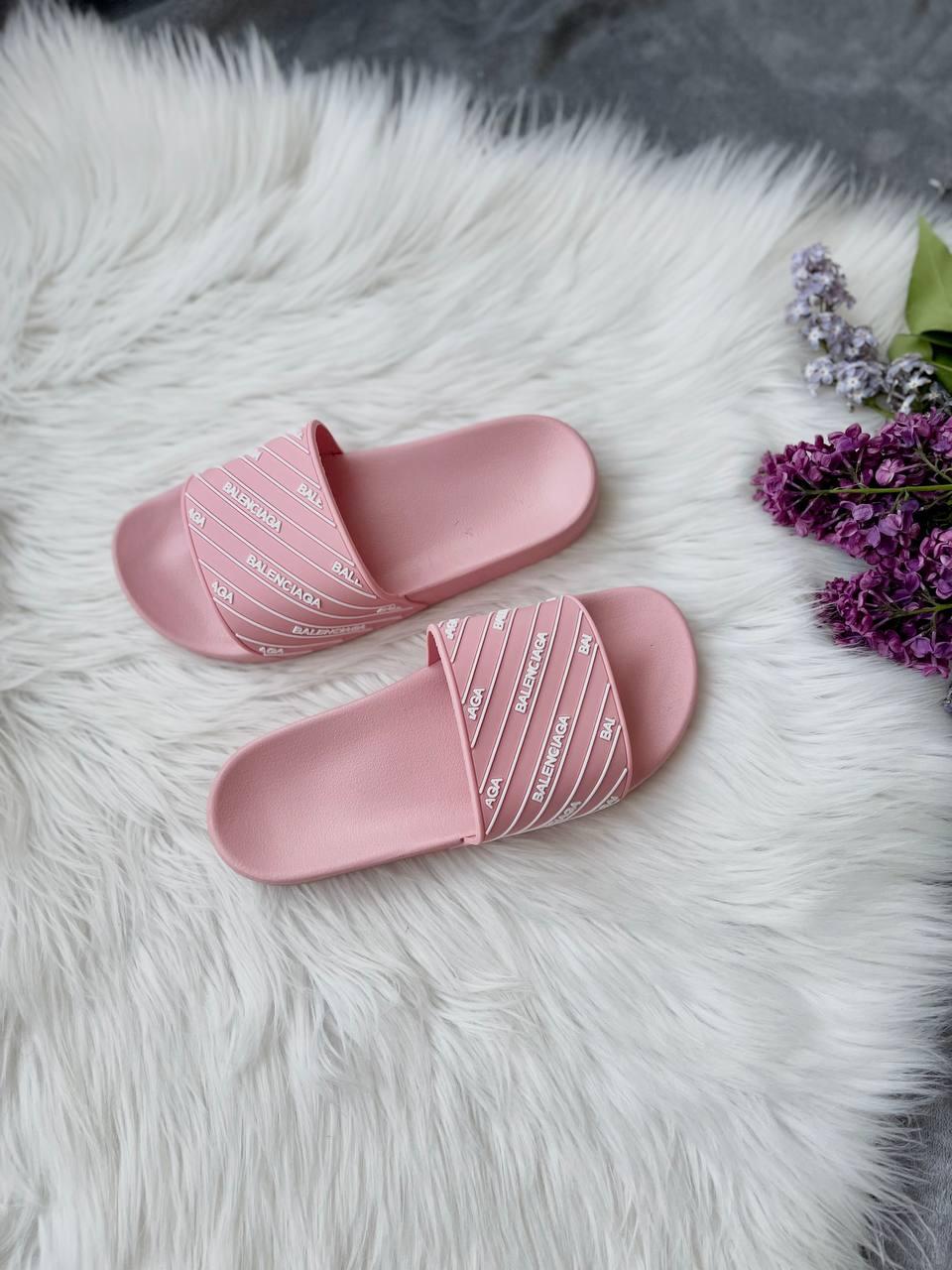 Balenciaga Slides Small Logo Pink