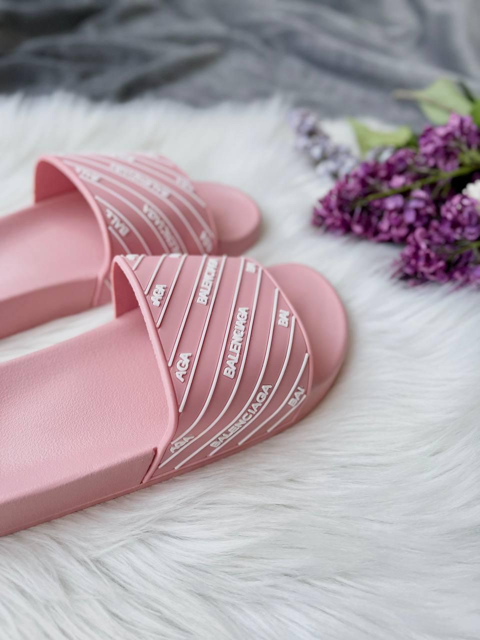 Balenciaga Slides Small Logo Pink