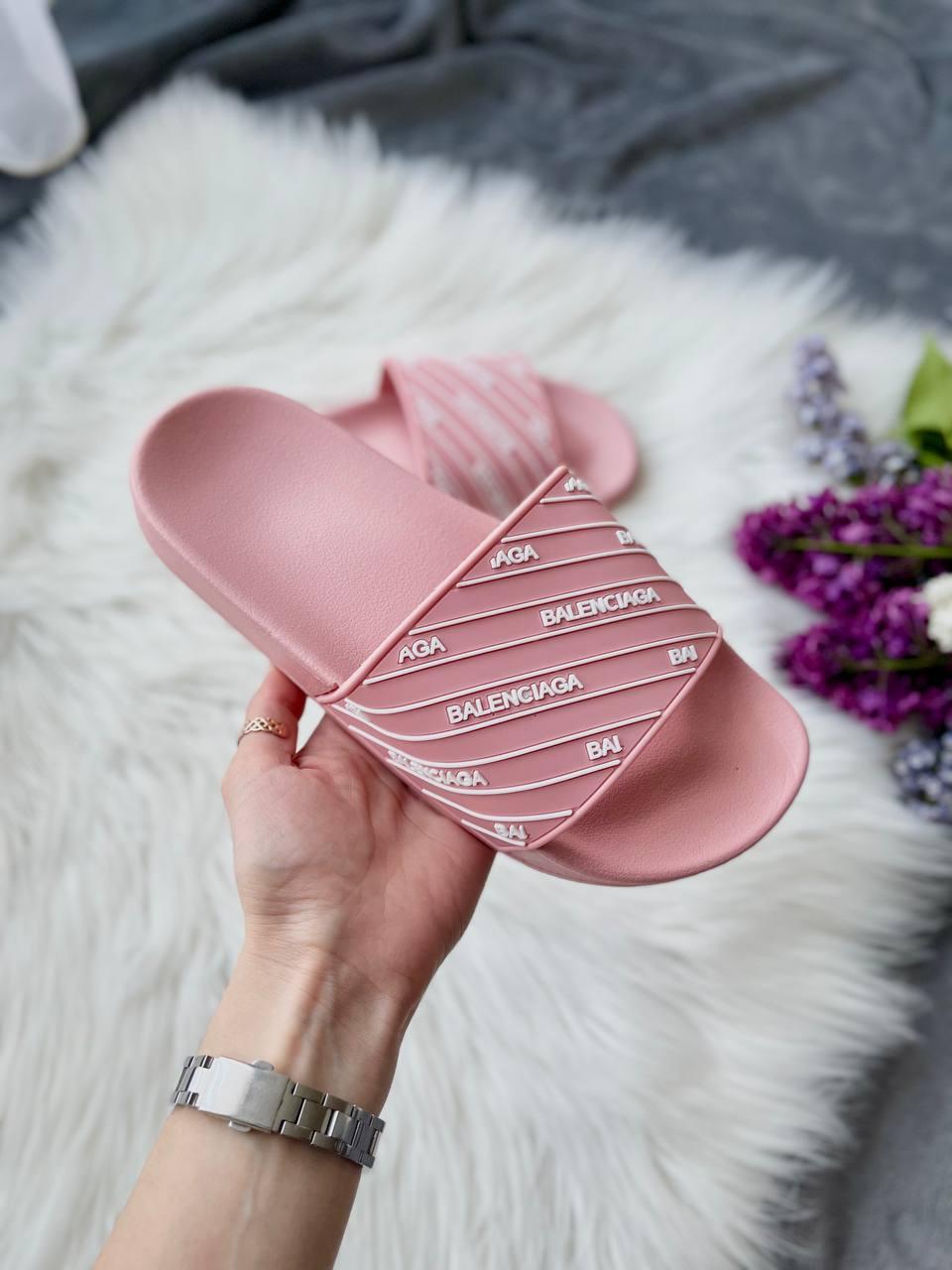 Balenciaga Slides Small Logo Pink