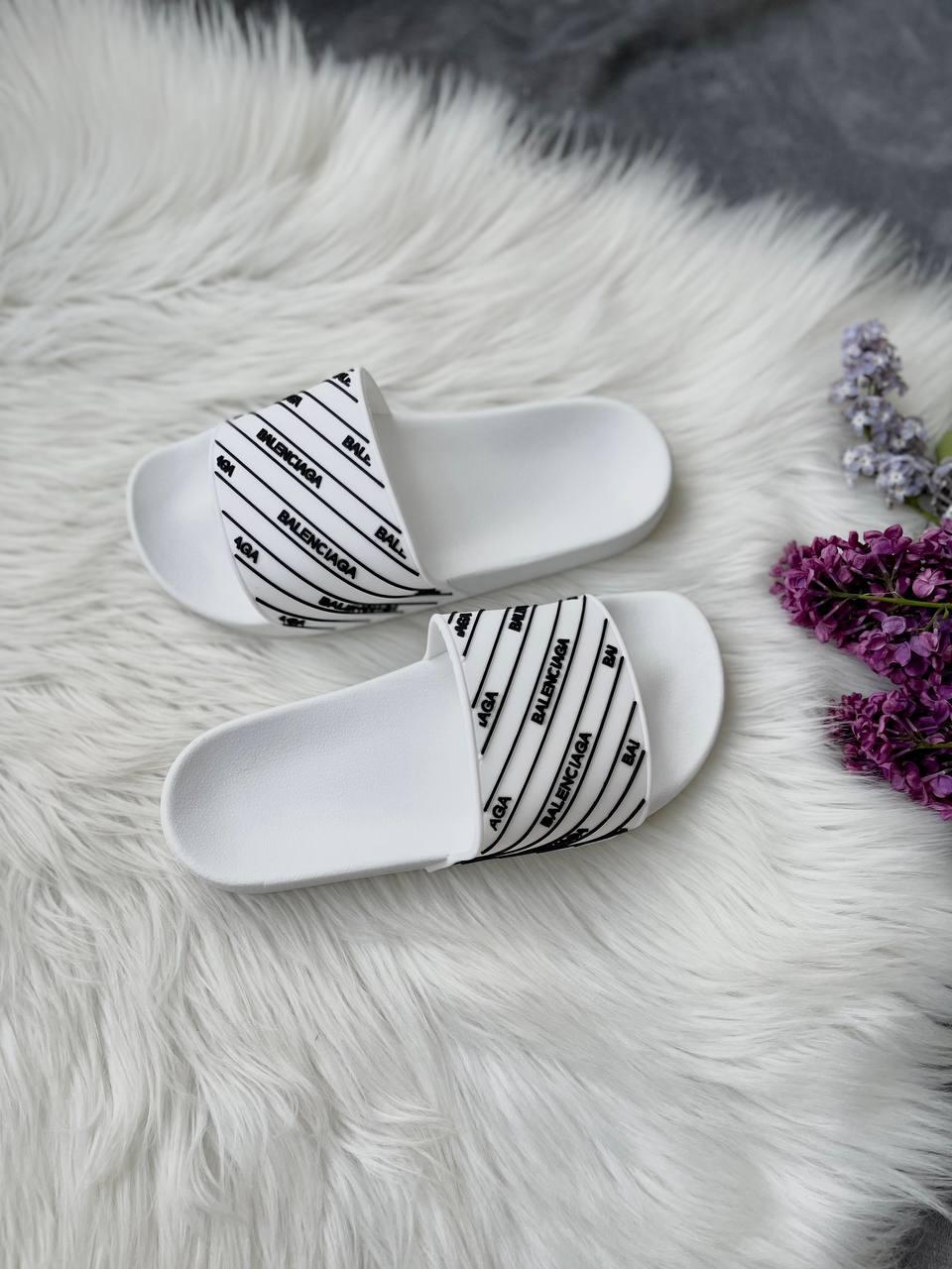 Balenciaga Slides Small Logo White