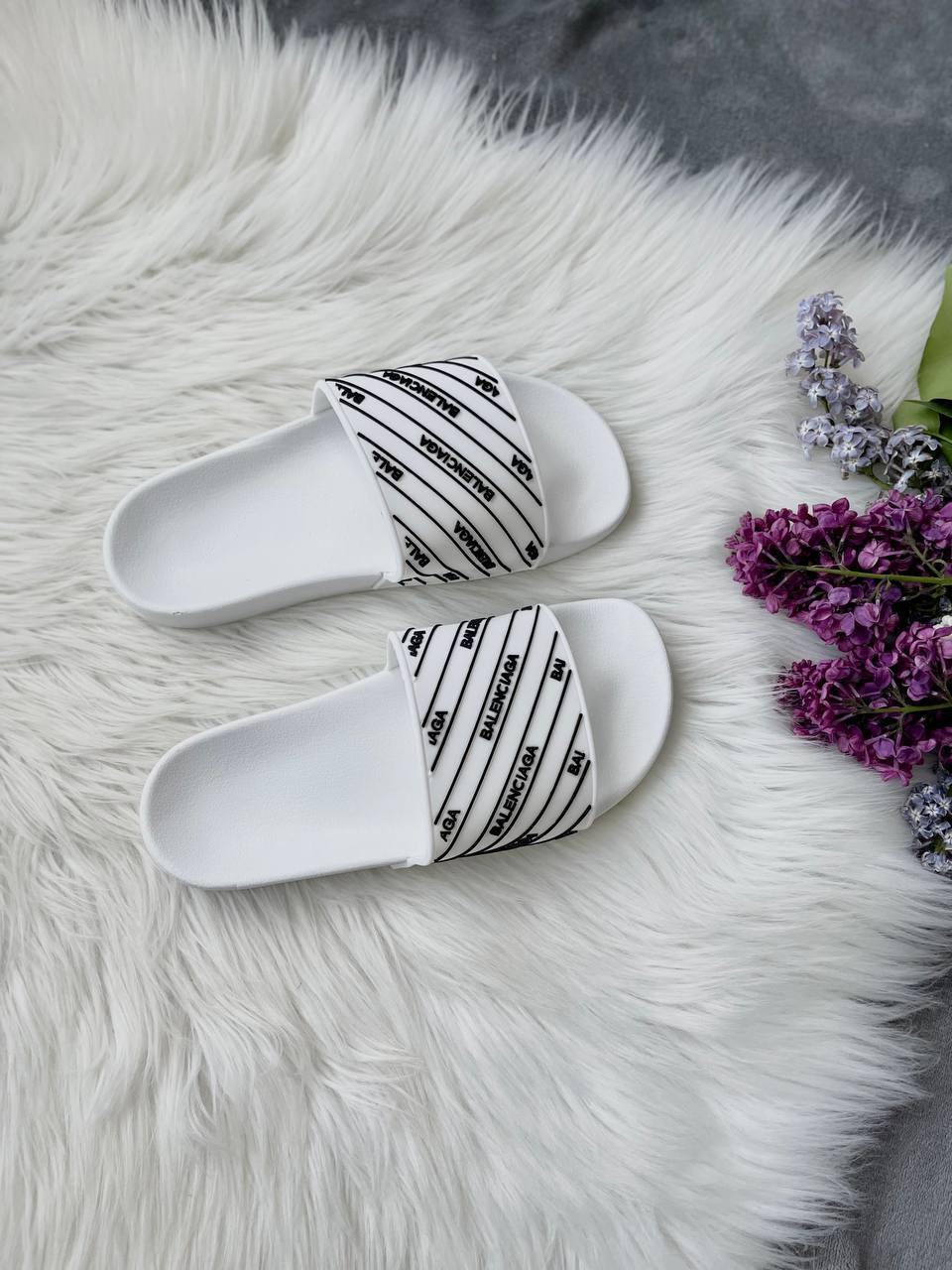 Balenciaga Slides Small Logo White