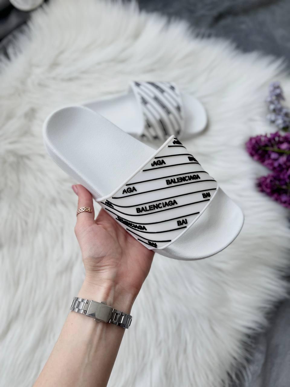 Balenciaga Slides Small Logo White