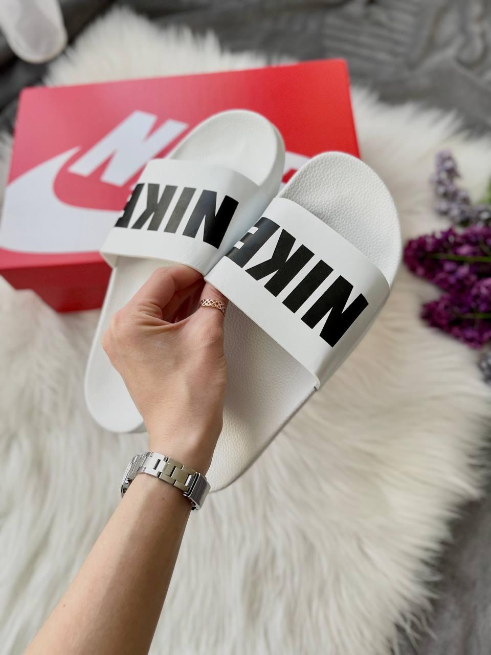 Nike Slides Big Logo White
