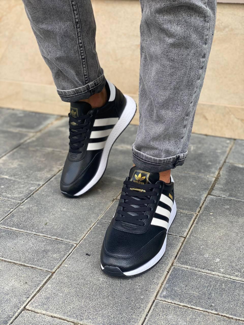 Adidas Iniki Black White (шкіра)
