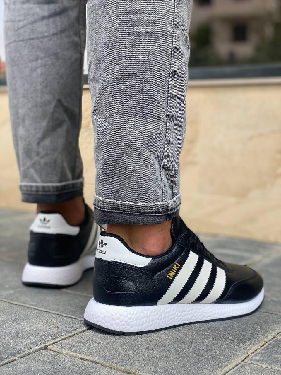 Adidas Iniki Black White (шкіра)
