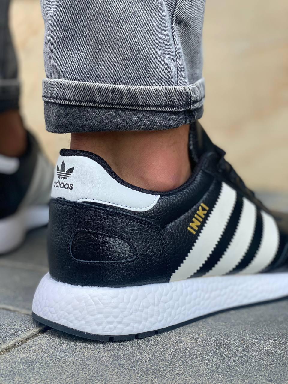 Adidas Iniki Black White (шкіра)