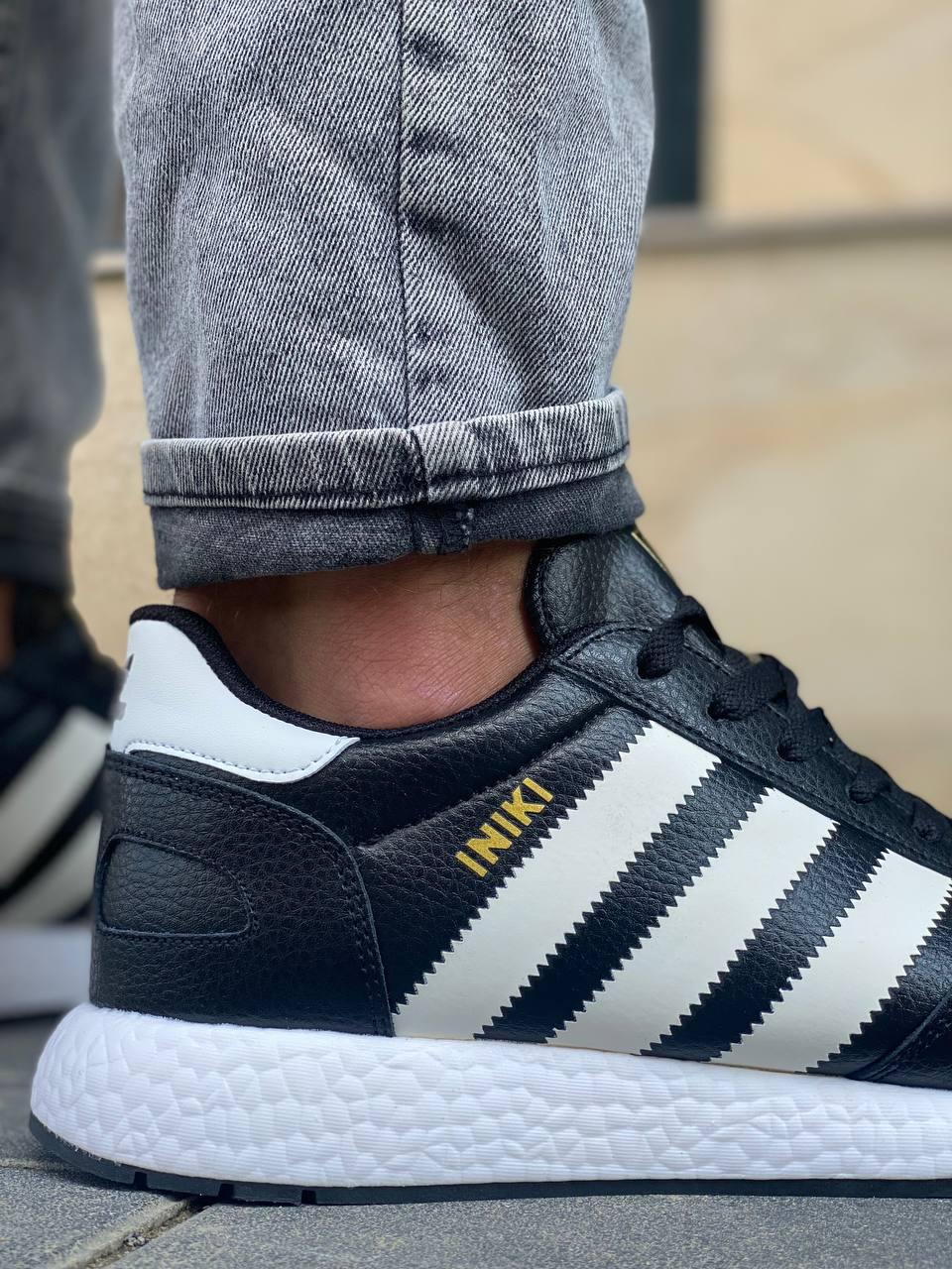 Adidas Iniki Black White (шкіра)