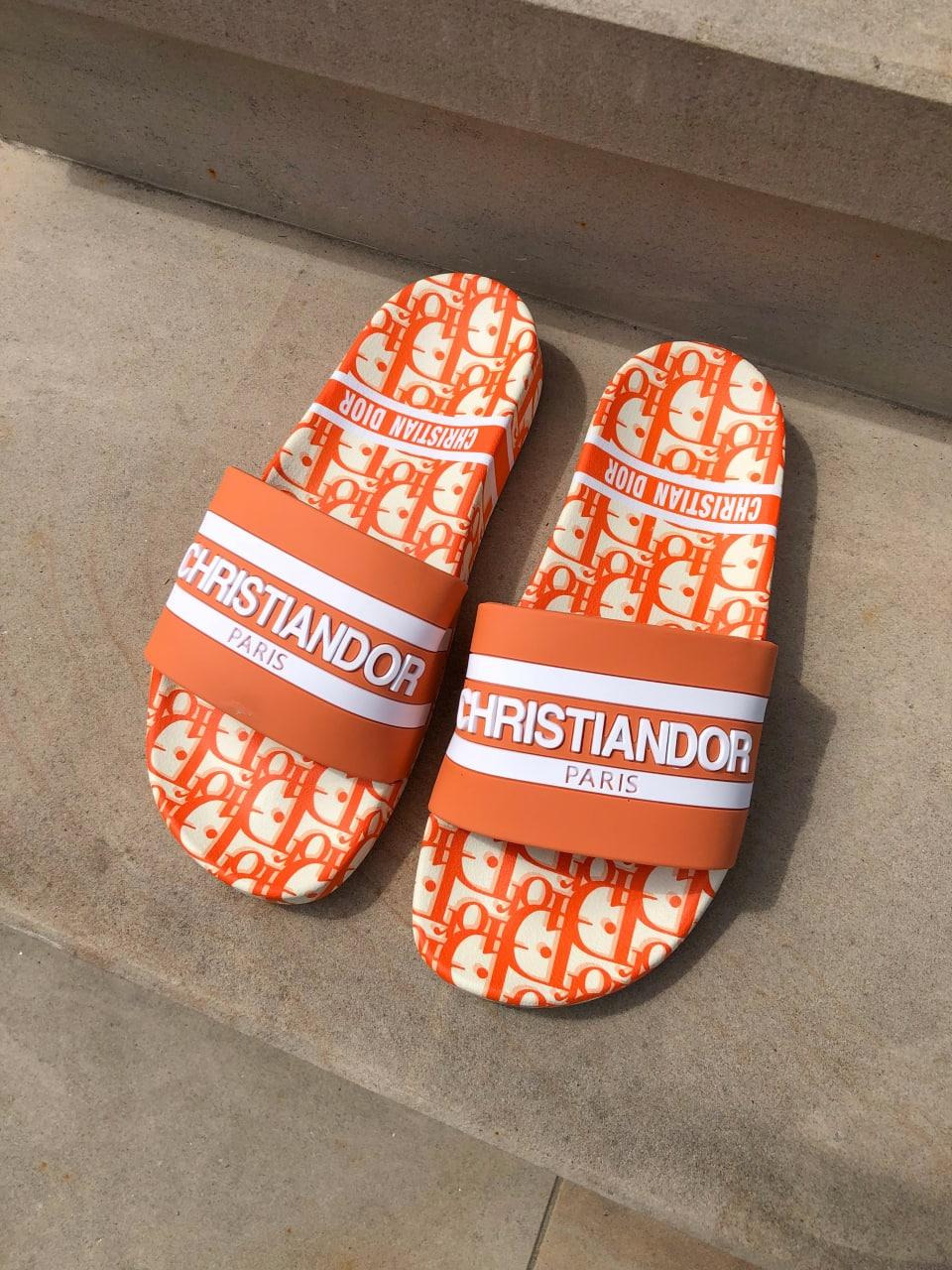 Christian Dior Slides White Orange