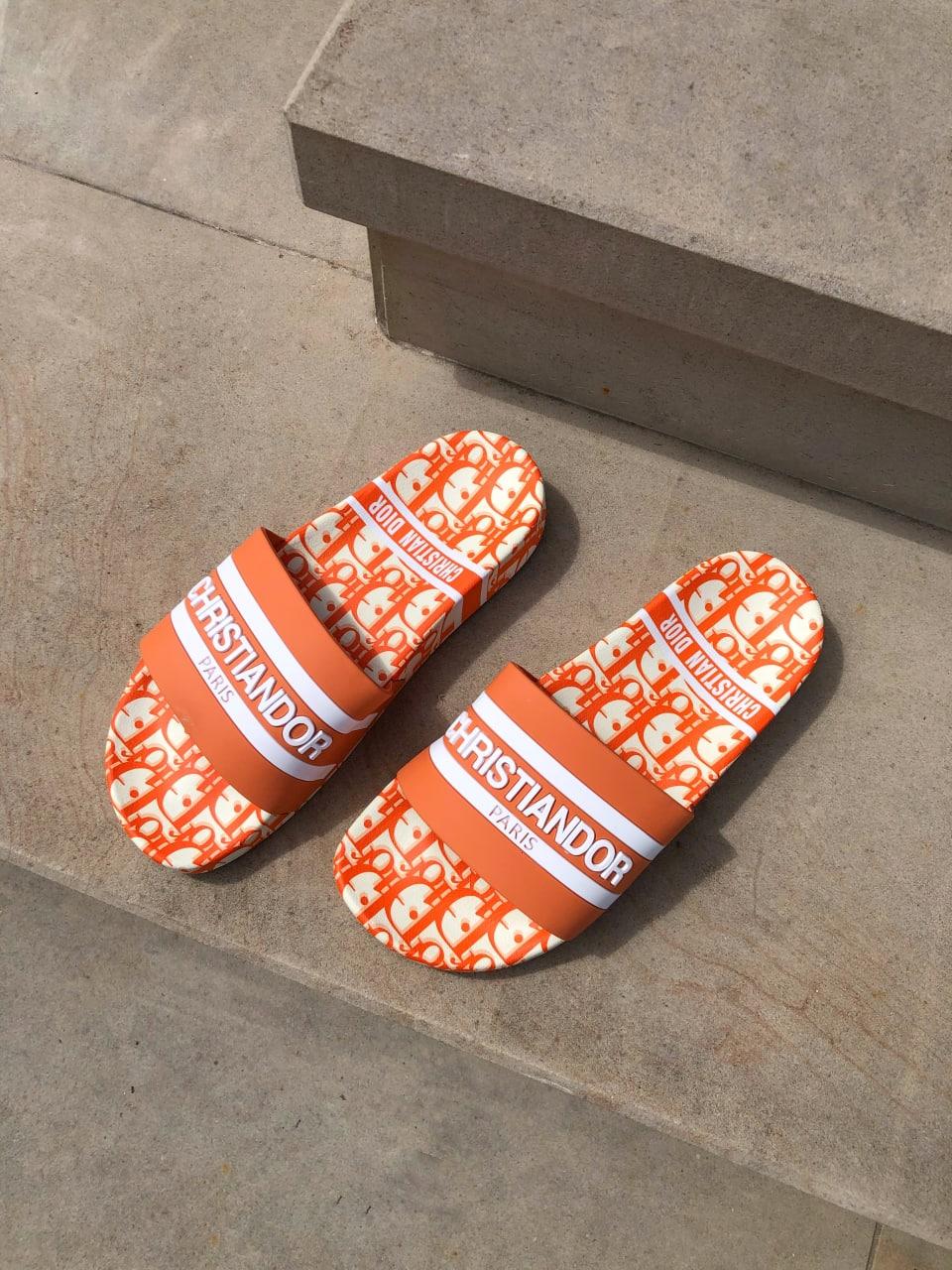 Christian Dior Slides White Orange
