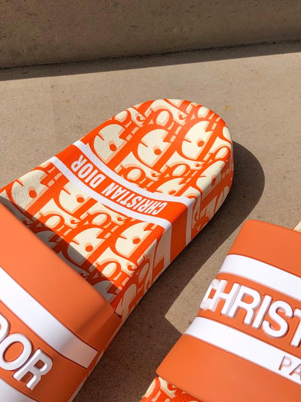 Christian Dior Slides White Orange
