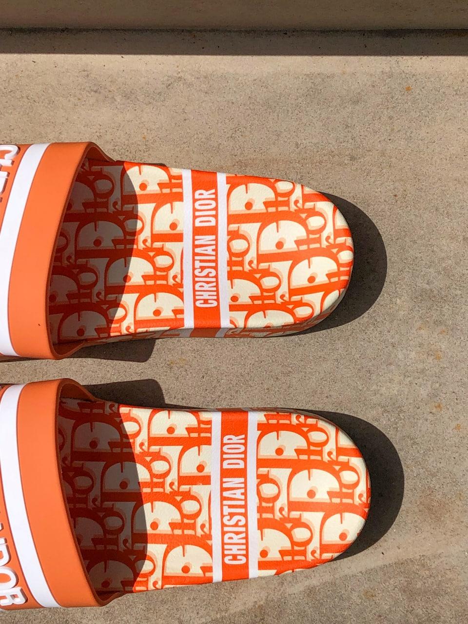 Christian Dior Slides White Orange