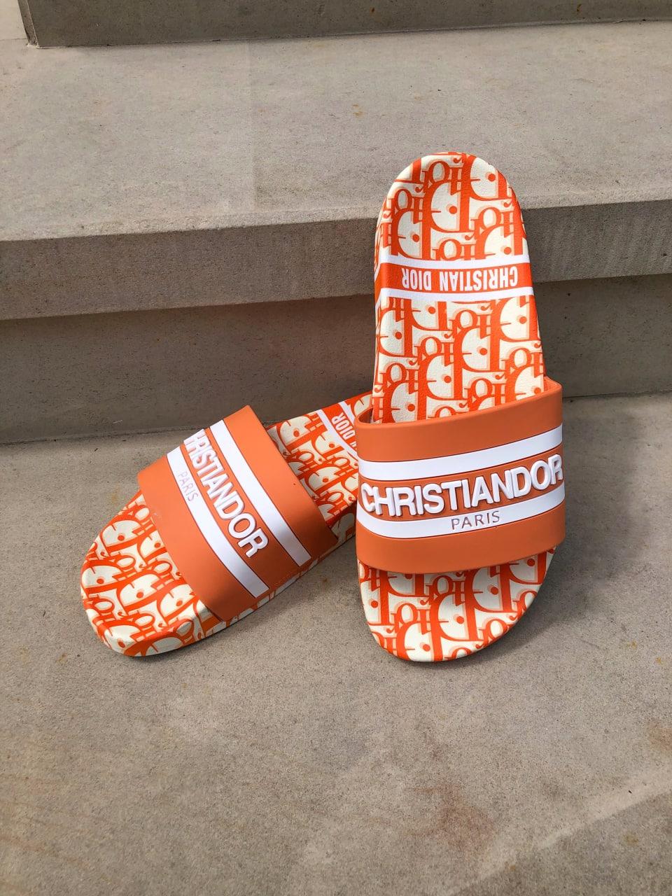Christian Dior Slides White Orange