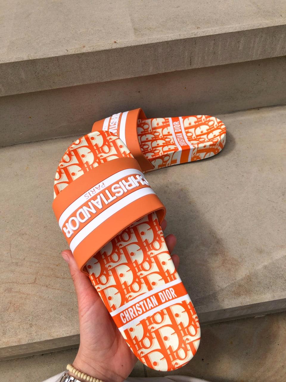 Christian Dior Slides White Orange