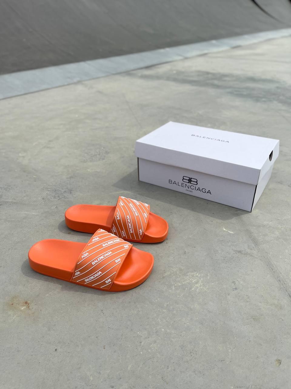 Balenciaga Slides Small Logo Orange