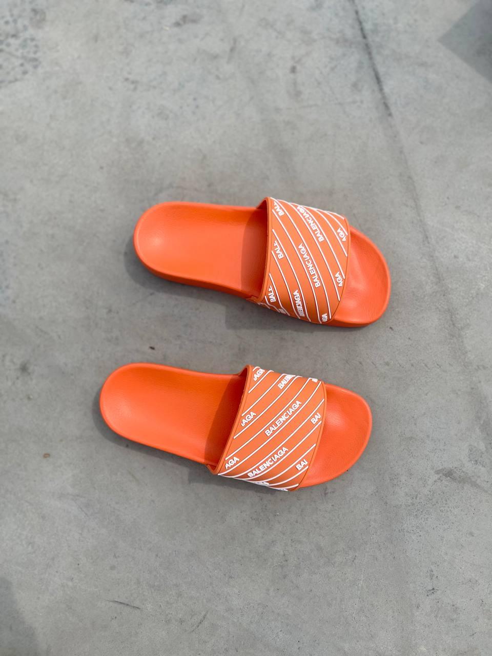 Balenciaga Slides Small Logo Orange